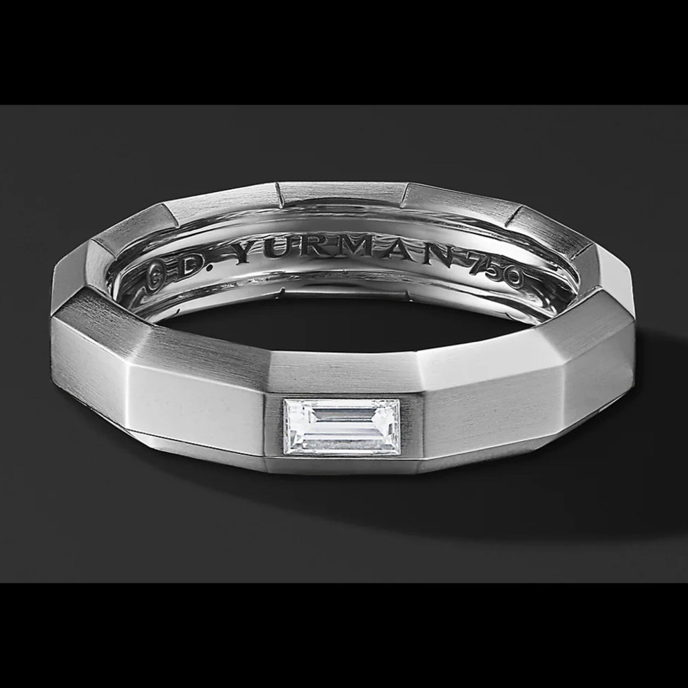 David Yurman Faceted Diamond Band in White Gold, Size 9 - Picture 6 of 6